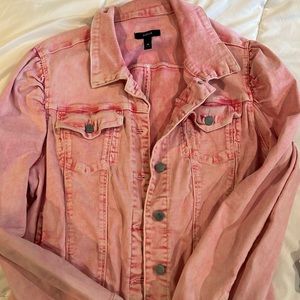 Aqua pink denim jacket